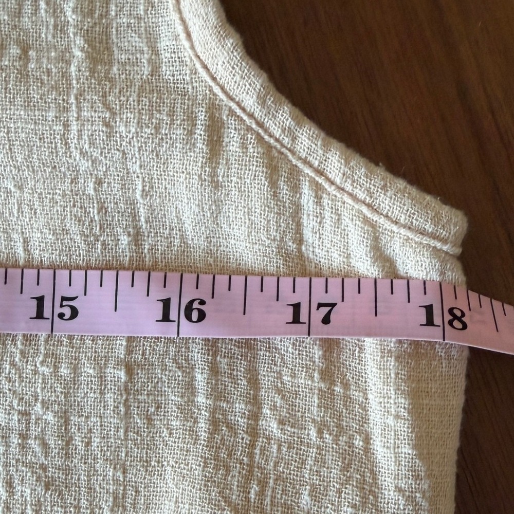 Artisan Japanese Linen Textured Sleeveless Midi Dress Natural Minimalist Tie M - Picture 9 of 11